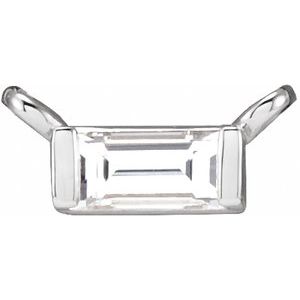 14K White Gold Straight Baguette 4.5 X 2Mm Ghi Si2-Si3 1/8 Ct Natural Diamond Baguette Necklace Center