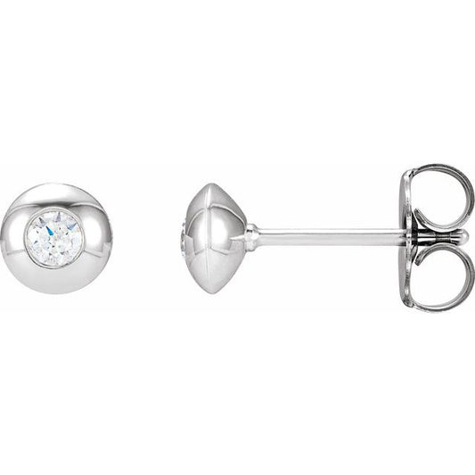 14K White Or Yellow Gold 2.5 Mm Friction Back Polished 1/8 Ctw Natural Diamond Domed Bezel-Set Earrings