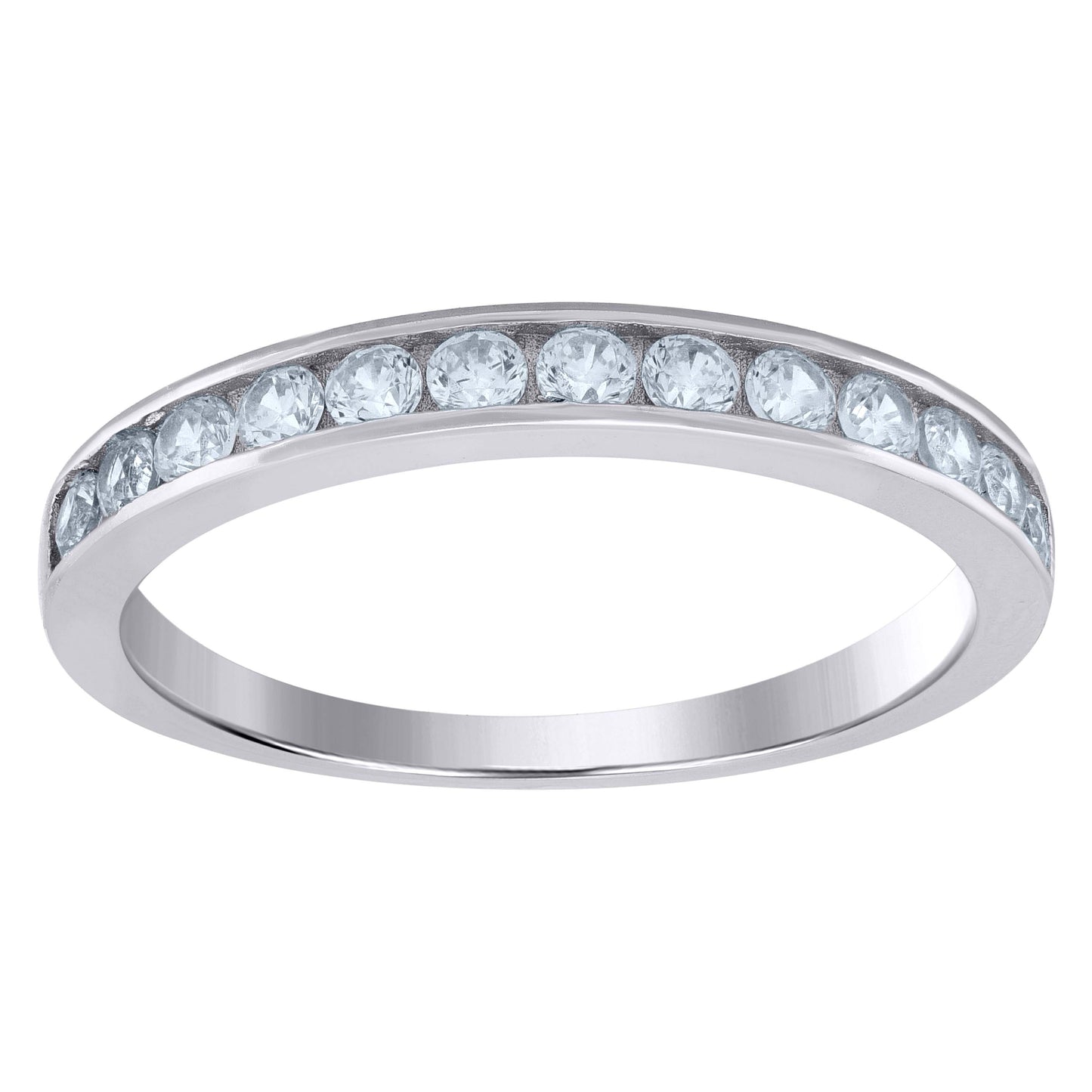 Sterling Silver Women's Cubic-Zirconia Fashion Bridal Anniversary Wedding Engagement Band Ring