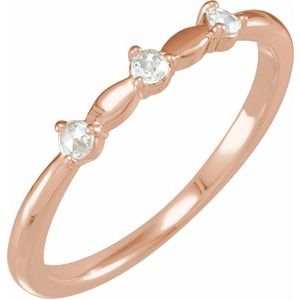 14K Rose Gold  Round 2 Mm Polished 1/10 Ctw Natural Diamond Rose-Cut Stackable Ring Size 7