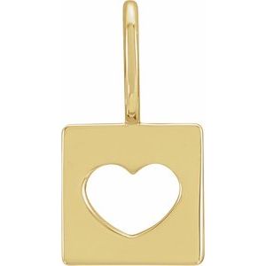 14K Yellow Gold 14.97 X 8 Mm Polished Mini Heart Cutout Dog Tag Pendant