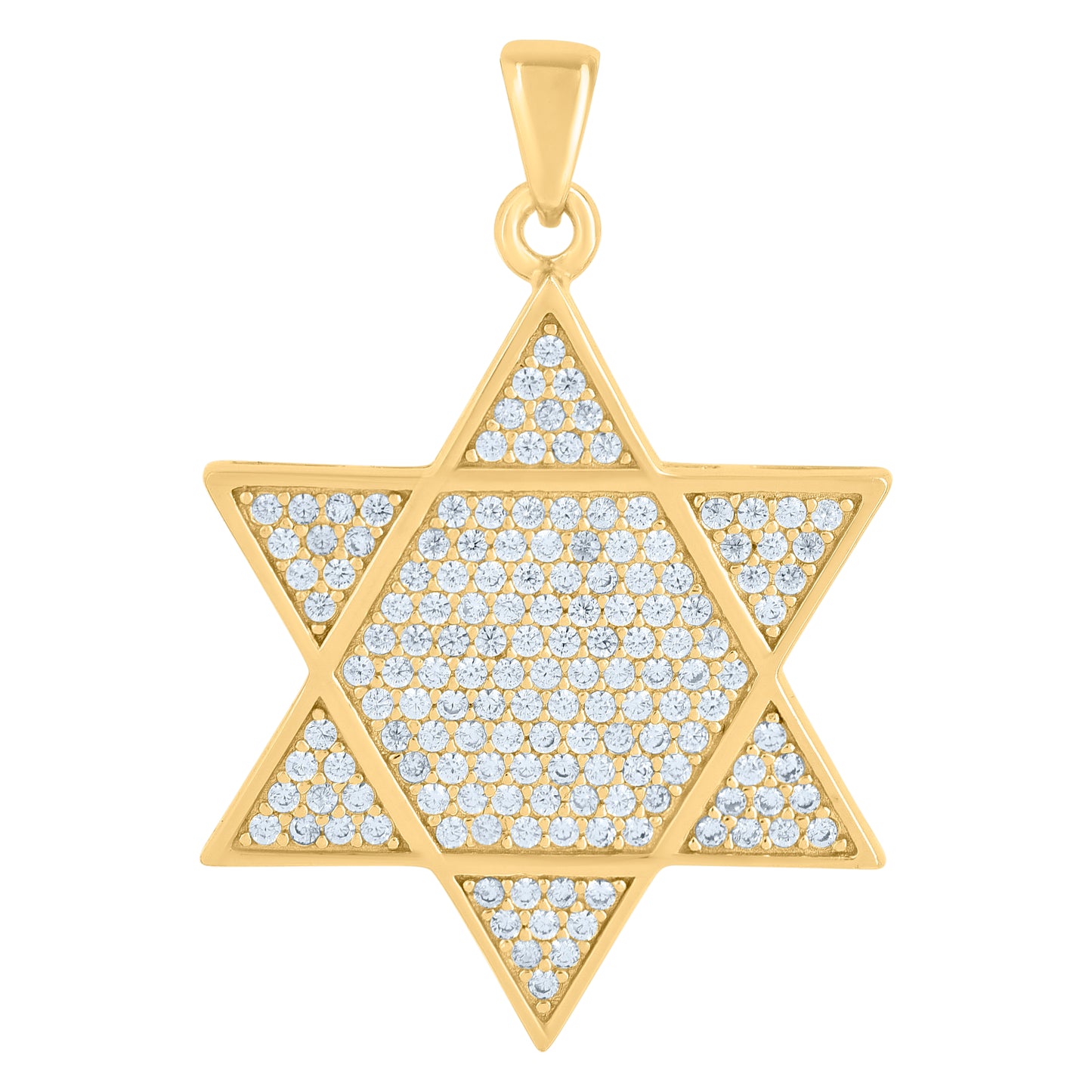 Sterling Silver Men Cubic-Zirconia Star Of David Religious Symbol Charm Pendant