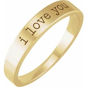 14K Yellow Gold I Love You Polished Stackable Ring Size 8