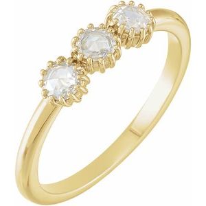 14K Yellow Gold Round 3.5 Mm 1/4 Ctw Natural Diamond 3-Stone Anniversary Band Size 7