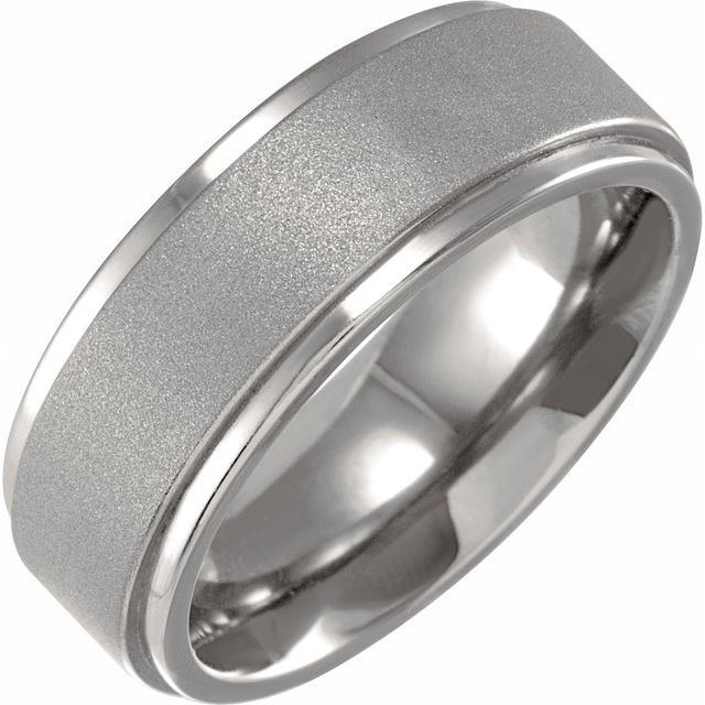Titanium Polished 7 Mm Polished Stepped-Edge Standard-Fit Band With Oxidized Finish Size 13