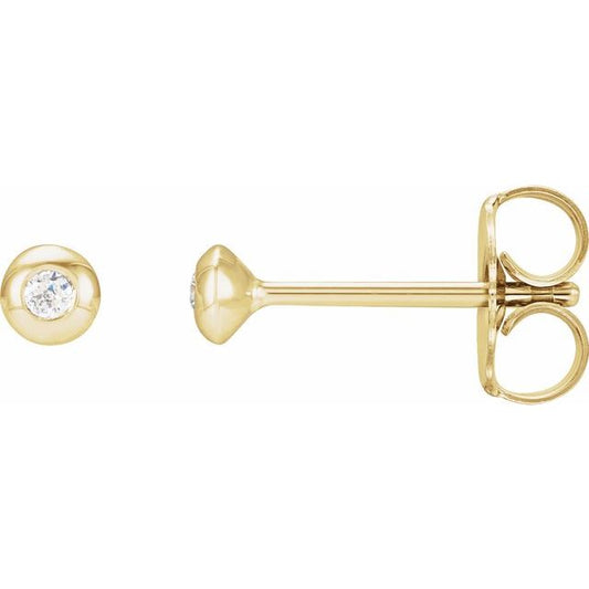14K Yellow Or White Gold 1.5 Mm Friction Back Polished .03 Ctw Natural Diamond Domed Bezel-Set Solitaire Earrings