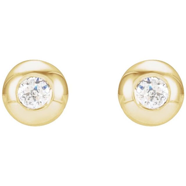 14K Yellow Or White Gold 1.5 Mm Friction Back Polished .03 Ctw Natural Diamond Domed Bezel-Set Solitaire Earrings