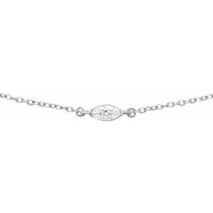 14K White Gold Marquise 6 X 3Mm Ghi Si 1/4 Ct Lab-Grown Diamond Necklace, Length: 18 In