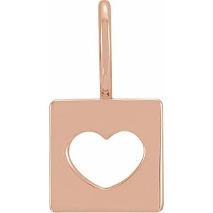 14K Rose Gold 14.97 X 8 Mm Polished Mini Heart Cutout Dog Tag Pendant