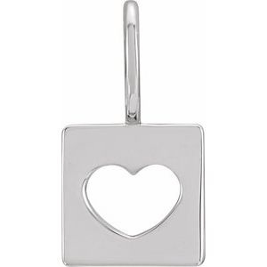 Sterling Silver 14.97 X 8 Mm Polished Mini Heart Cutout Dog Tag Pendant