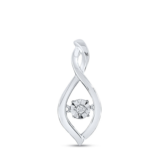 Sterling Silver Womens Round Diamond Fashion Pendant .03 Cttw, Length: 0.88 In, Width: 0.33 In