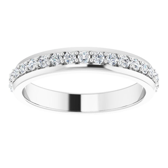 14K White Gold Round 1.3 Mm I1, G-H 5.3 Mm Polished 1/4 Ctw Natural Diamond Matching Band, Size 7