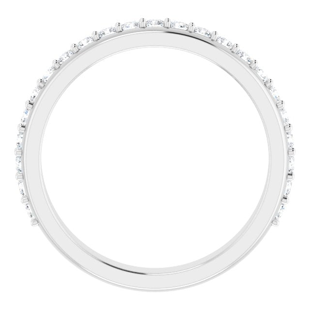 14K White Gold Round 1.3 Mm I1, G-H 5.3 Mm Polished 1/4 Ctw Natural Diamond Matching Band, Size 7