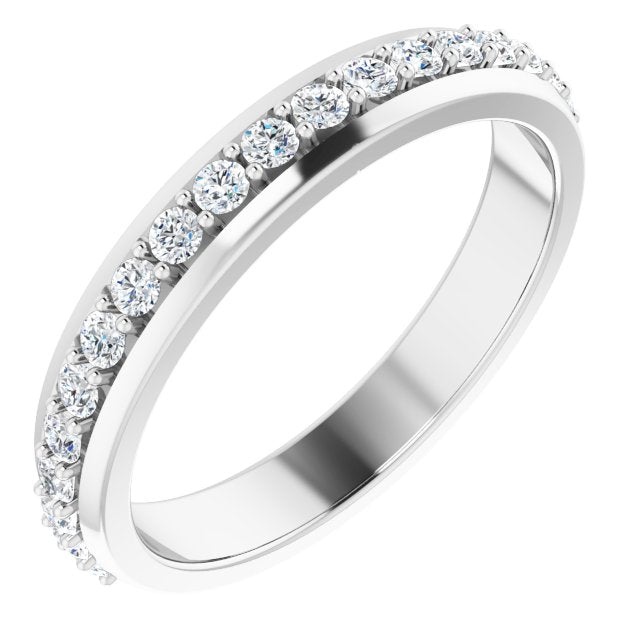 14K White Gold Round 1.3 Mm I1, G-H 5.3 Mm Polished 1/4 Ctw Natural Diamond Matching Band, Size 7