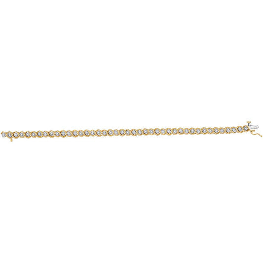 10K Yellow Gold Womens Round Diamond Tennis Bracelet 1/2 Cttw
