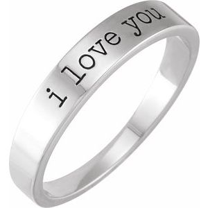 Sterling Silver I Love You Polished Stackable Ring Size 7