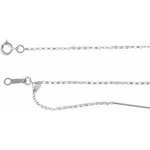 Sterling Silver Spring Ring Adjustable Threader Rolo Chain, Length: 16-22 In, Width: 1 Mm