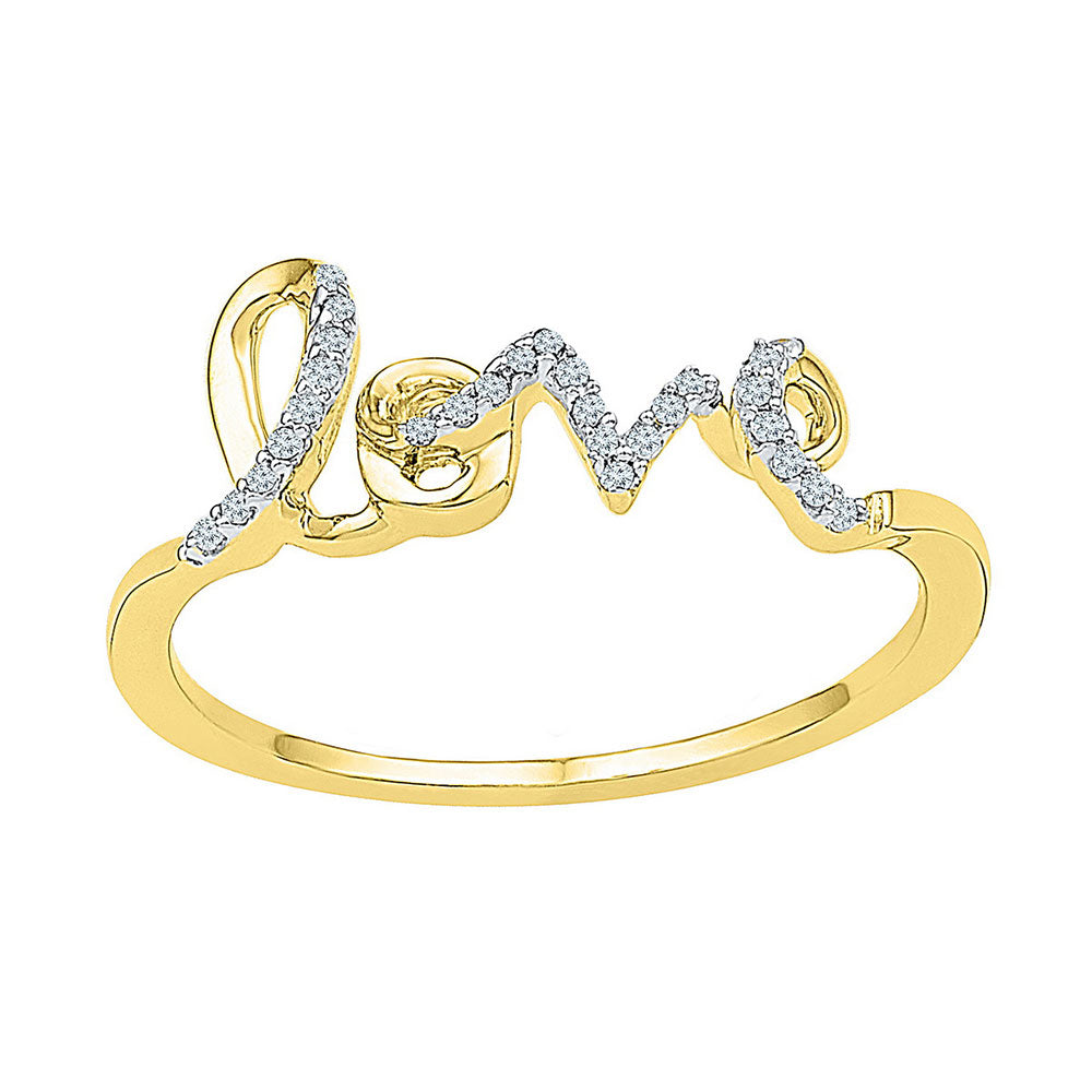 10K Yellow Or White Gold  Womens Round Diamond Love Band Ring 1/12 Cttw, Womens Size: 5-10