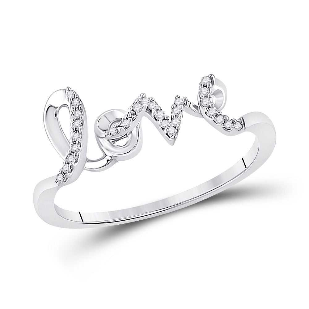 10K Yellow Or White Gold  Womens Round Diamond Love Band Ring 1/12 Cttw, Womens Size: 5-10