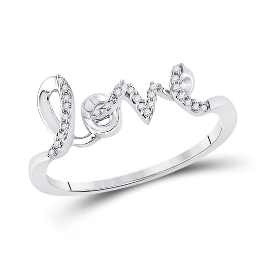 10K Yellow Or White Gold  Womens Round Diamond Love Band Ring 1/12 Cttw, Womens Size: 5-10