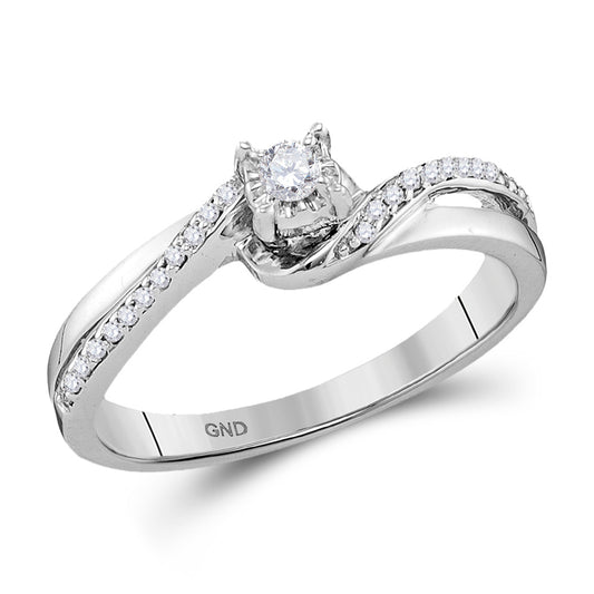 10K White Gold Round Diamond Solitaire Bridal Wedding Engagement Ring 1/8 Cttw, Womens Size: 5-10
