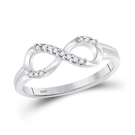 10K White Gold Womens Round Diamond Infinity Fashion Ring 1/12 Cttw, Womens Size: 5-10