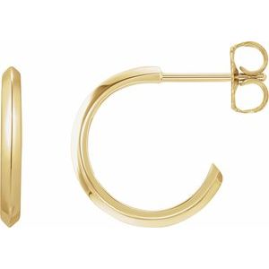 14K Yellow Gold Pair Knife-Edge Hoop Earrings, Length: 15 Mm, Thickness: 2 Mm