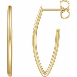 14K Yellow Gold 26 X 10 Mm 1.7 Mm Pair Friction Backs Polished Teardrop Hoop Earrings