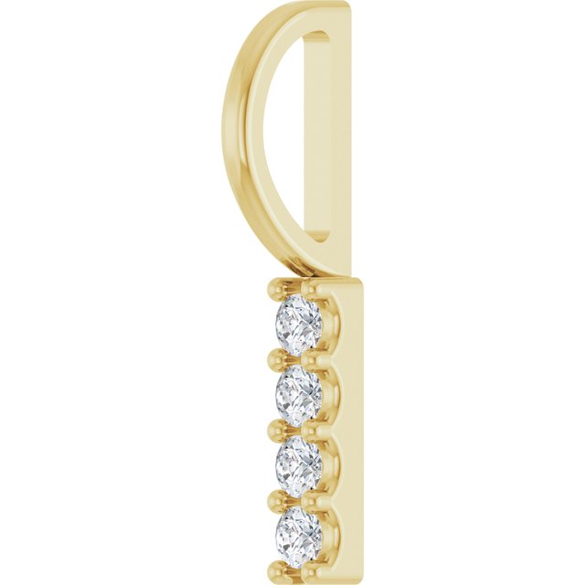 14K Yellow Gold Round 4-Stone 1.7 Mm I1, G-H Polished .07 Ctw Natural Diamond Vertical Bar Pendant