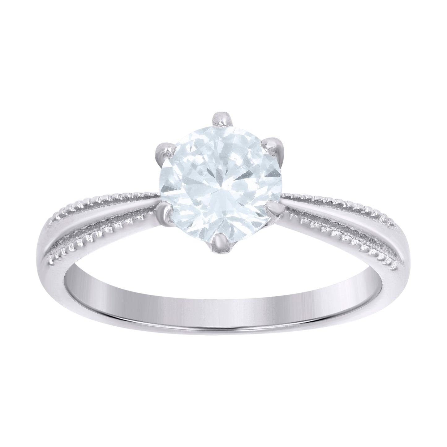 Sterling Silver Women's Cubic-Zirconia Fashion Bridal Anniversary Engagement Wedding Ring
