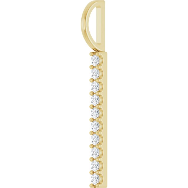 14K Yellow Gold Round 10-Stone 1.7 Mm I1, G-H Polished 1/6 Ctw Natural Diamond Vertical Bar Pendant