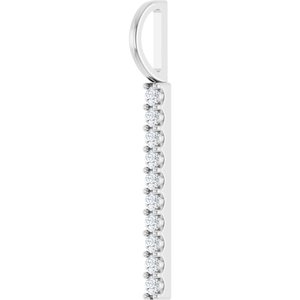 14K White Gold 10-Stone Round 1.7 Mm Si1-Si2, Gh Polished 1/6 Ctw Lab-Grown Diamond Vertical Bar Pendant