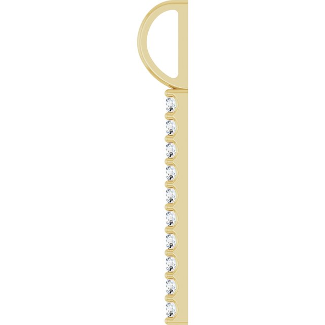 14K Yellow Gold Round 10-Stone 1.7 Mm I1, G-H Polished 1/6 Ctw Natural Diamond Vertical Bar Pendant