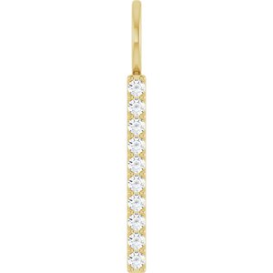 14K Yellow Gold 10-Stone Round 1.7 Mm Si1-Si2, Gh Polished 1/6 Ctw Lab-Grown Diamond Vertical Bar Pendant