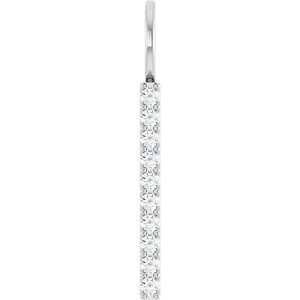 14K White Gold 10-Stone Round 1.7 Mm Si1-Si2, Gh Polished 1/6 Ctw Lab-Grown Diamond Vertical Bar Pendant