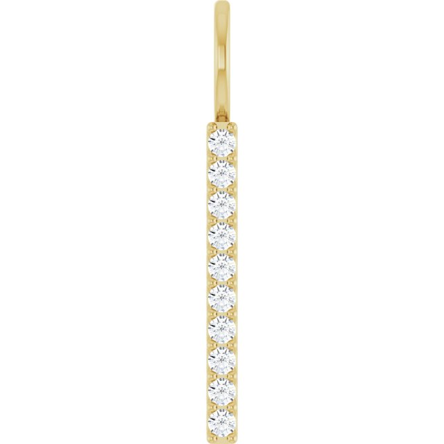14K Yellow Gold Round 10-Stone 1.7 Mm I1, G-H Polished 1/6 Ctw Natural Diamond Vertical Bar Pendant