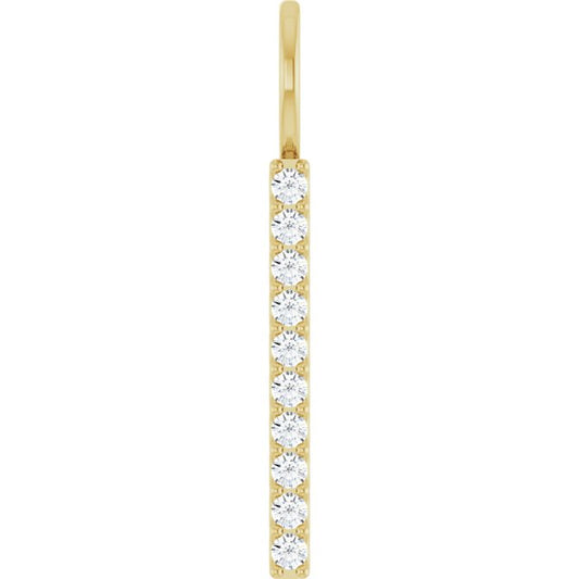 14K Yellow Gold Round 10-Stone 1.7 Mm I1, G-H Polished 1/6 Ctw Natural Diamond Vertical Bar Pendant