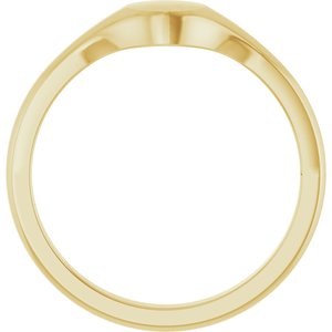 14K Yellow Gold Round 6.1 X 5.8 Mm Brush Polished Petite Signet Ring Size 7