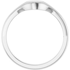 Sterling Silver Round 6.1 X 5.8 Mm Brush Polished Petite Signet Ring Size 7