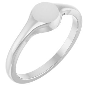 Sterling Silver Round 6.1 X 5.8 Mm Brush Polished Petite Signet Ring Size 7