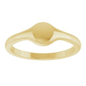 14K Yellow Gold Round 6.1 X 5.8 Mm Brush Polished Petite Signet Ring Size 7