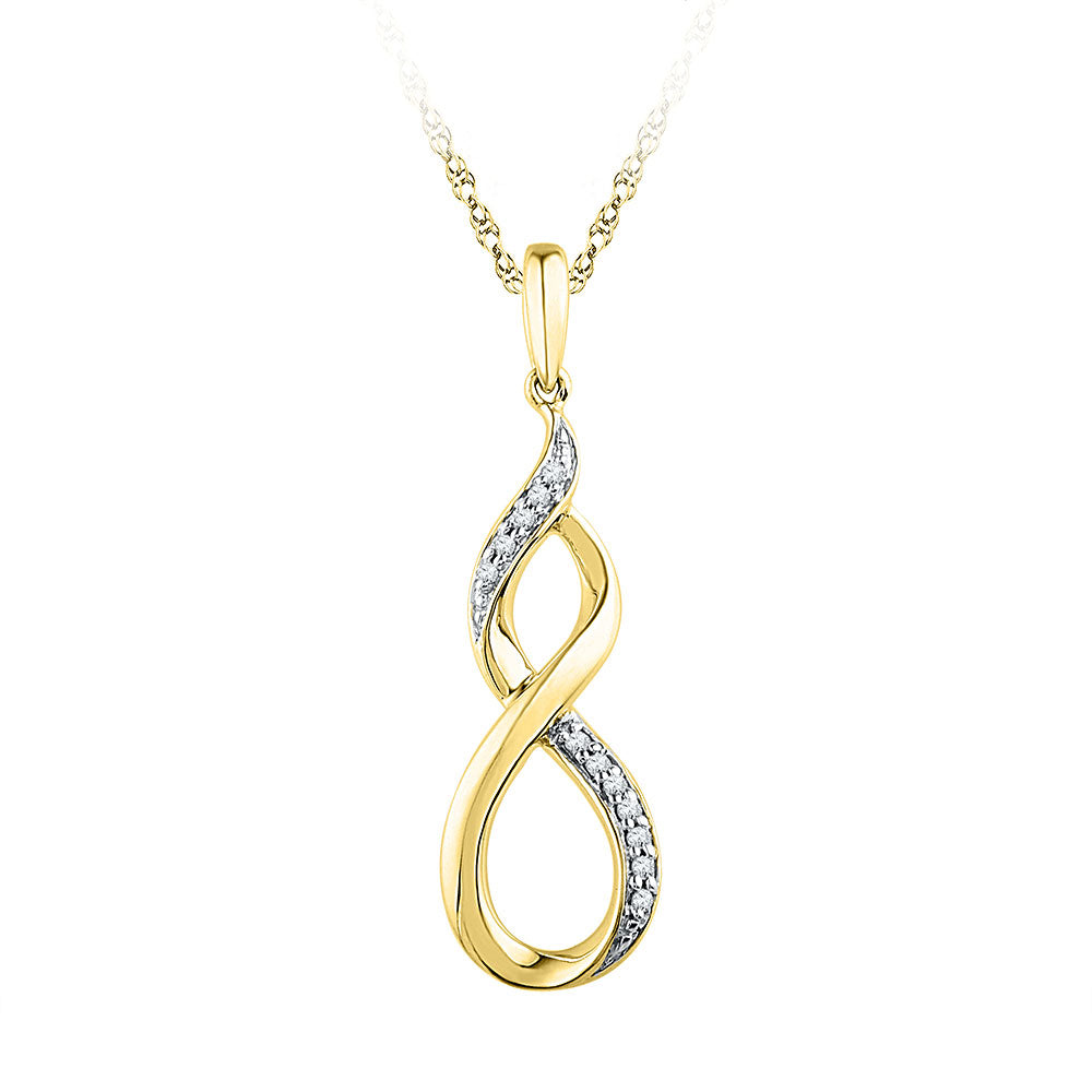 10K Yellow Gold Or Sterling Silver  Womens Round Diamond Twist Fashion Pendant 1/20 Cttw, Length: 0.94 In, Width: 0.31 In