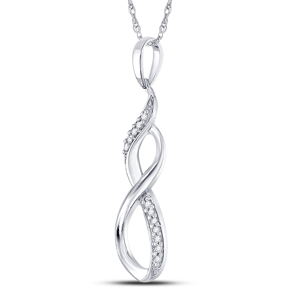 10K Yellow Gold Or Sterling Silver  Womens Round Diamond Twist Fashion Pendant 1/20 Cttw, Length: 0.94 In, Width: 0.31 In
