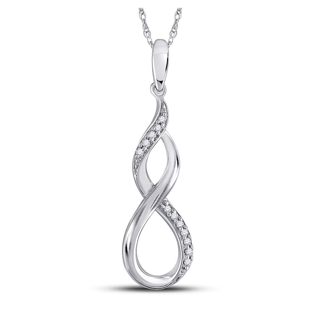 10K Yellow Gold Or Sterling Silver  Womens Round Diamond Twist Fashion Pendant 1/20 Cttw, Length: 0.94 In, Width: 0.31 In