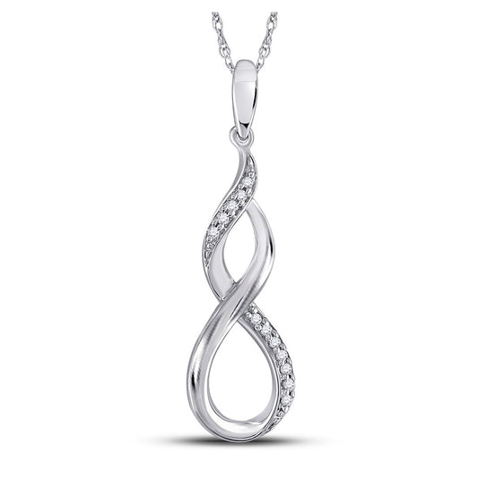 10K Yellow Gold Or Sterling Silver  Womens Round Diamond Twist Fashion Pendant 1/20 Cttw, Length: 0.94 In, Width: 0.31 In