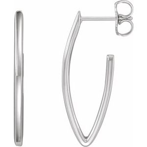 Sterling Silver 26 X 10 Mm 1.7 Mm Pair Friction Backs Included Polished Teardrop Hoop Earrings