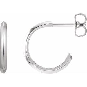 Sterling Silver Pair Knife-Edge Hoop Earrings, Length: 15 Mm, Thickness: 2 Mm
