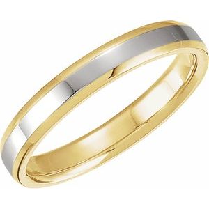 14K Yellow/White Gold Comfort-Fit Beveled Edge Band Size 7