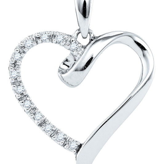 10K Yellow Gold Or Sterling Silver Womens Round Diamond Heart Pendant