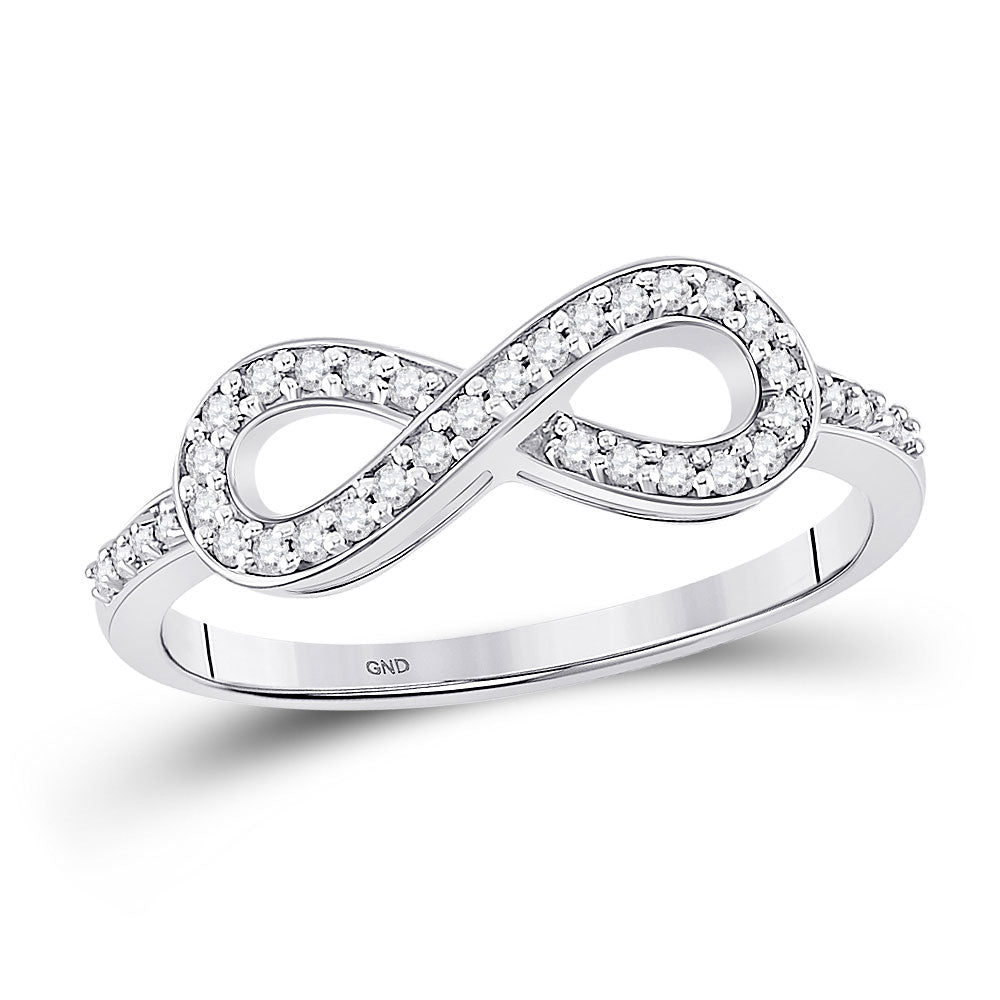 10K Yellow Or White Gold  Womens Round Diamond Infinity Ring 1/5 Cttw, Womens Size: 5-10